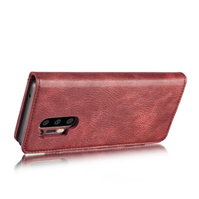 DG.MING - DG.MING OnePlus 8 Pro Fodral 2-i-1 Delbart Läder Röd
