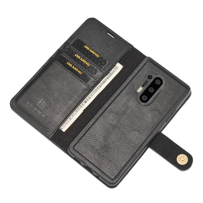 DG.MING - DG.MING OnePlus 8 Pro Fodral 2-i-1 Läder Wallet Svart