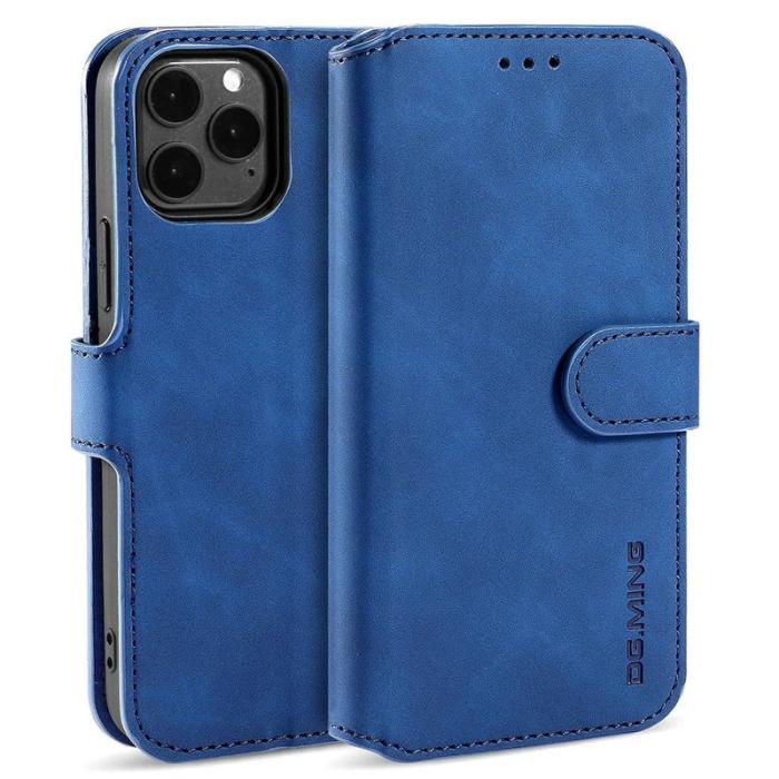 DG.MING - DG.MING Retro Läder Folio Fodral för iPhone 13 mini - Blå