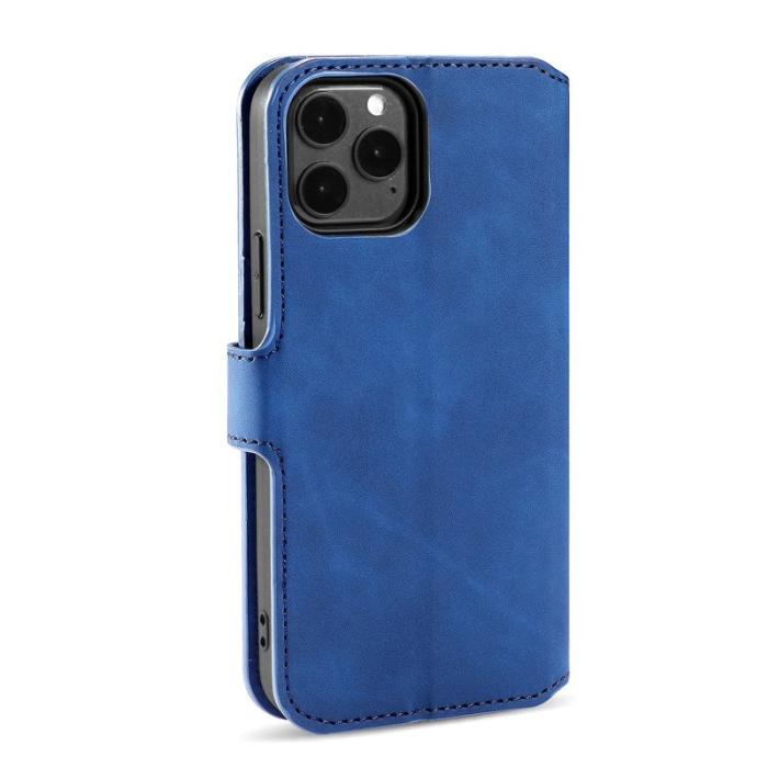 DG.MING - DG.MING Retro Läder Folio Fodral för iPhone 13 mini - Blå