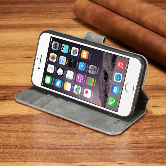 DG.MING - DG.MING Retro Läder Plånboksfodral för iPhone 6s/6 - Grå