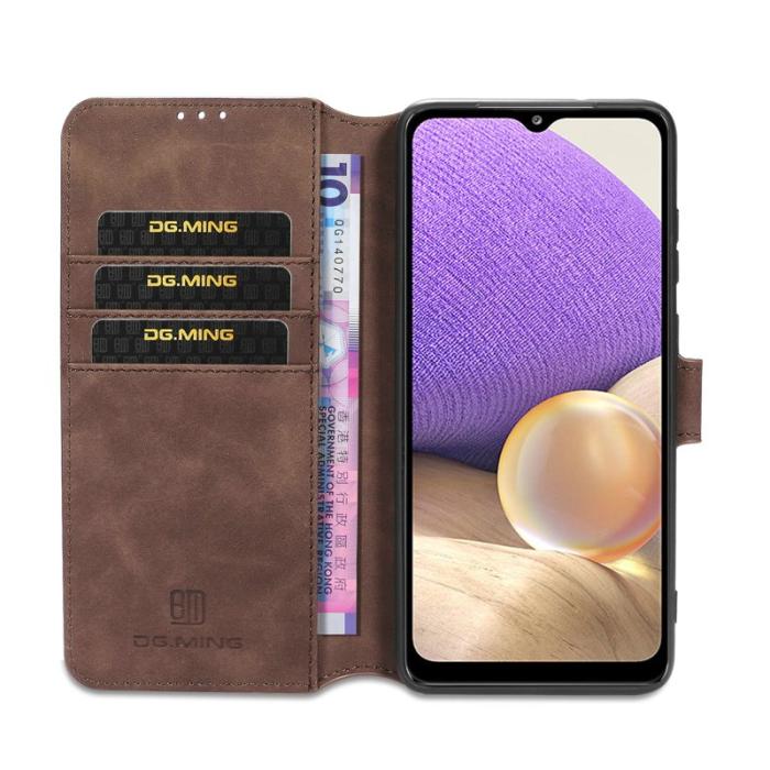 DG.MING - DG.MING Retro Läder Plånboksfodral för Samsung Galaxy A32 5G - Coffee