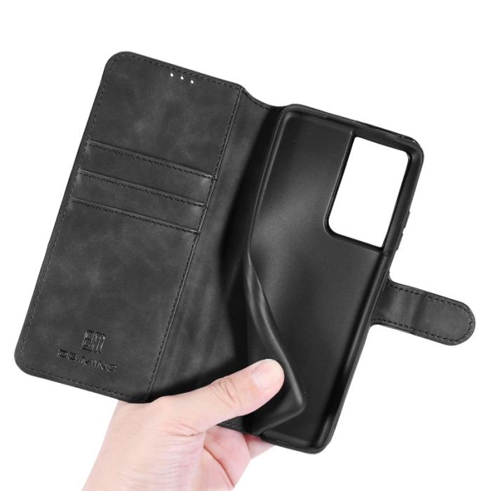 DG.MING - DG.MING Retro Läder Plånboksfodral för Samsung Galaxy S21 Ultra - Svart