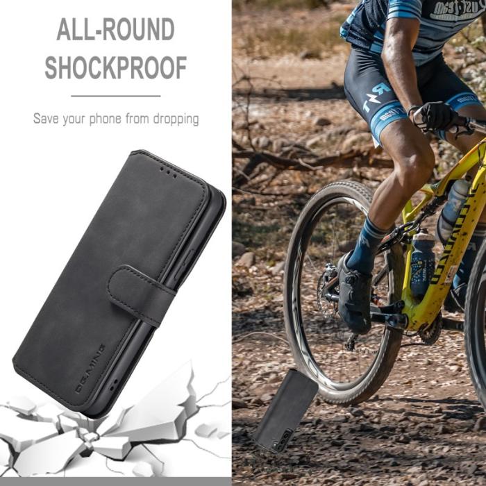 DG.MING - DG.MING Plånboksfodral Konstläder för Samsung Galaxy S22+ 5G - Svart