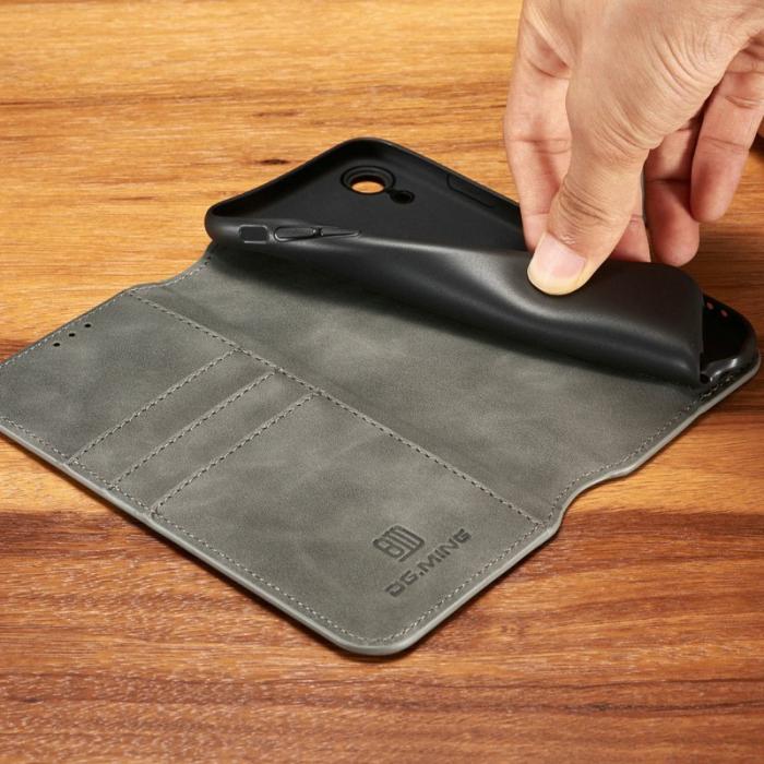 DG.MING - DG.MING Retro Läderfodral med Kortfack för iPhone XR - Grå