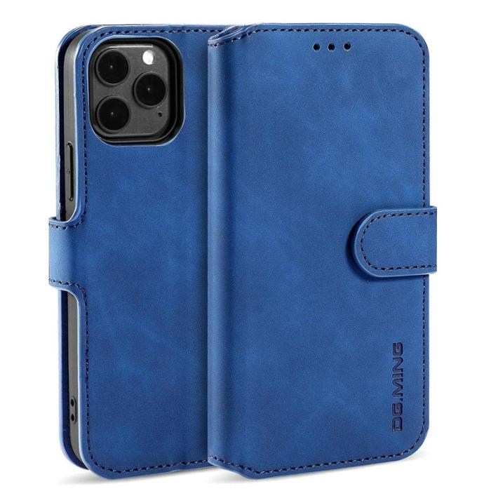 DG.MING - DG.MING Retro Läderfodral med Ställ för iPhone 13 - Blå