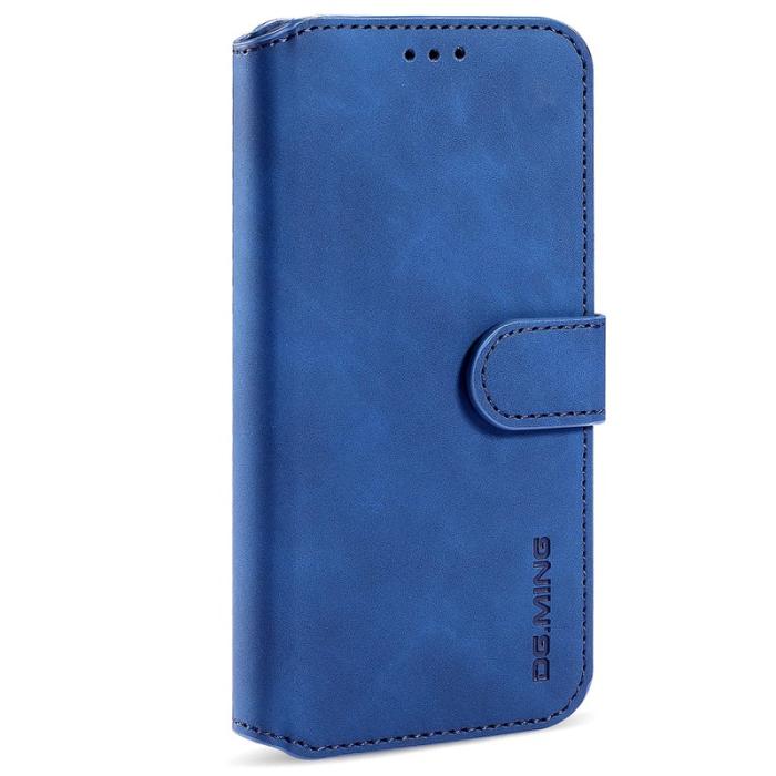 DG.MING - DG.MING Retro Läderfodral med Ställ för iPhone 13 - Blå