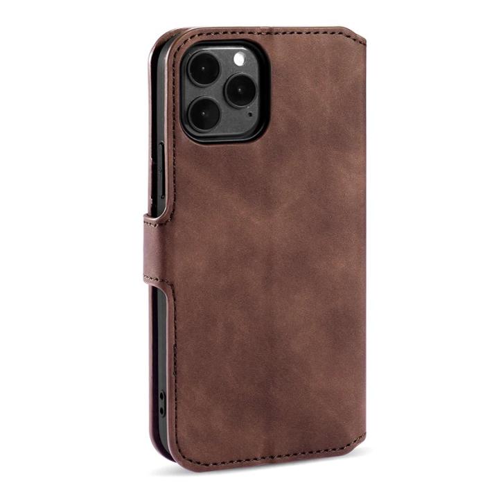 DG.MING - DG.MING Retro Läderfodral med Ställ för iPhone 13 - Kaffe
