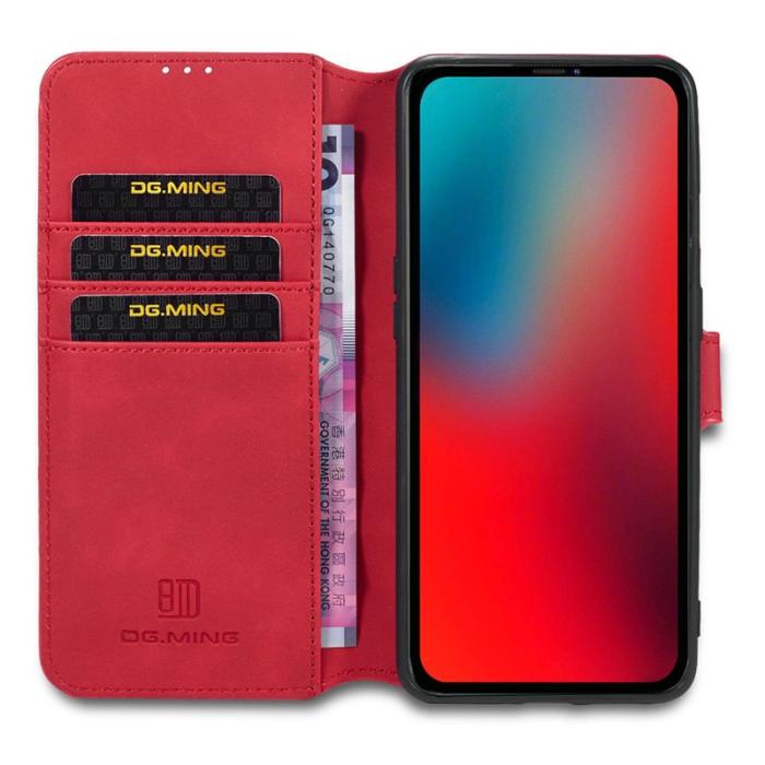 DG.MING - DG.MING Retro Läderfodral med Ställ för iPhone 13 - Röd