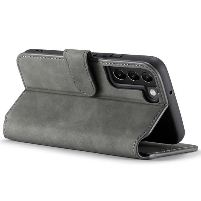 DG.MING - DG.MING Plånboksfodral Konstläder Skyddande Ställ för Samsung Galaxy S22+ Grå