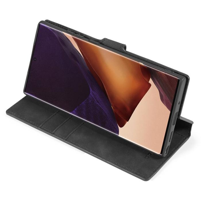 DG.MING - DG.MING Retro Läderplånbok Fodral Samsung Galaxy Note20 Ultra Svart