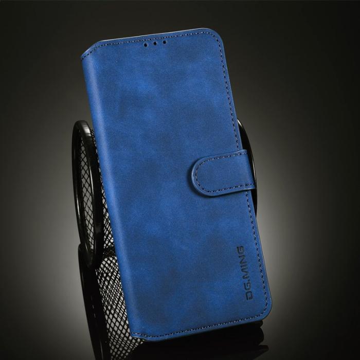 DG.MING - DG.MING Retro Läderplånbok Skal för Samsung Galaxy S21 Ultra Blå