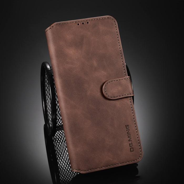 DG.MING - DG.MING Retro Läderplånboksfodral för Samsung Galaxy S21 Ultra - Kaffe