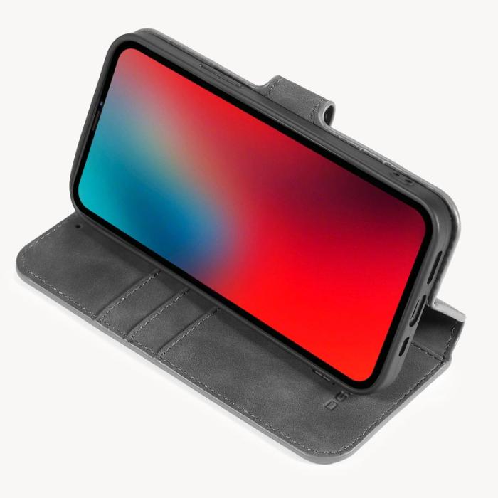DG.MING - DG.MING Retro Läderplånboksskal för iPhone 12 Pro - Grå