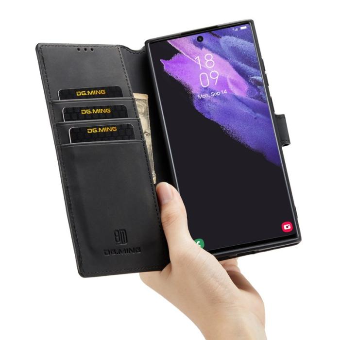 DG.MING - DG.MING Retro PU Leather Wallet Case Samsung Galaxy S22 Ultra - Black