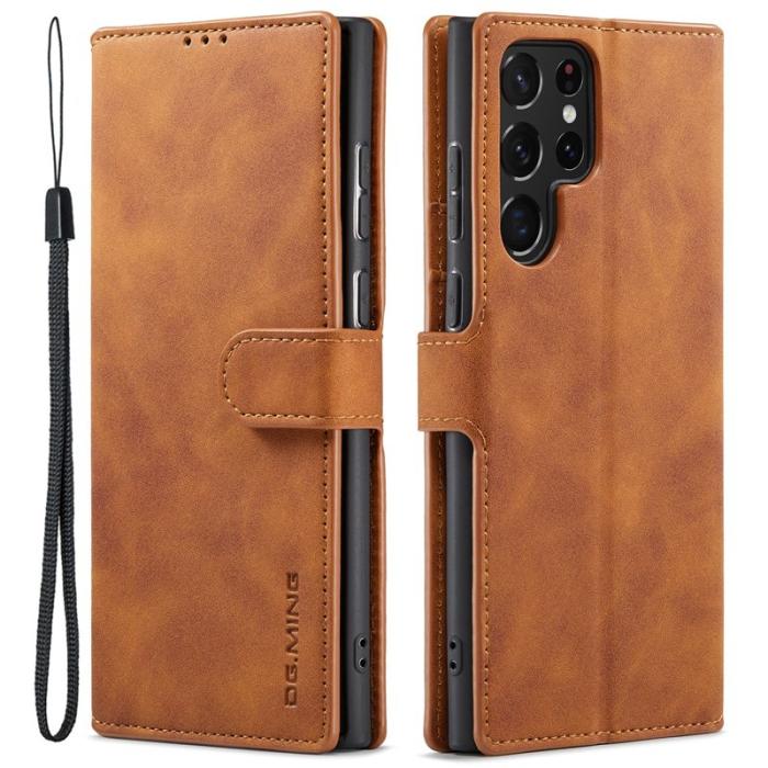 DG.MING - DG.MING Retro PU Leather Wallet Case Samsung Galaxy S22 Ultra Brown
