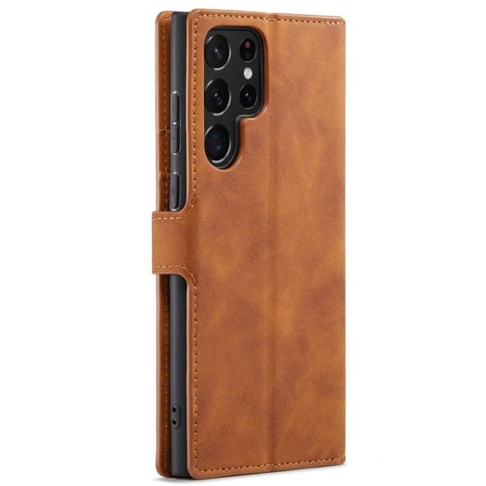 DG.MING - DG.MING Retro PU Leather Wallet Case Samsung Galaxy S22 Ultra Brown