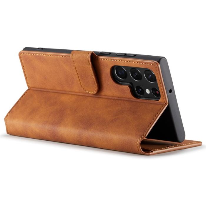 DG.MING - DG.MING Retro PU Leather Wallet Case Samsung Galaxy S22 Ultra Brown