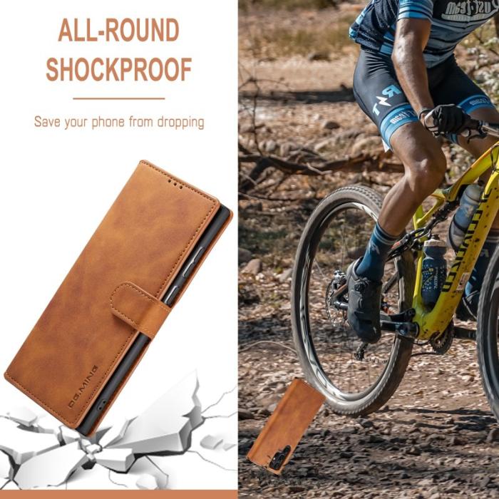 DG.MING - DG.MING Retro PU Leather Wallet Case Samsung Galaxy S22 Ultra Brown