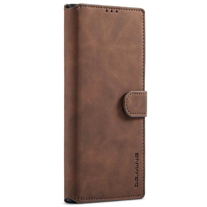 DG.MING - DG.MING Retro PU Leather Wallet Skal för Samsung Galaxy S22 Ultra - Coffee