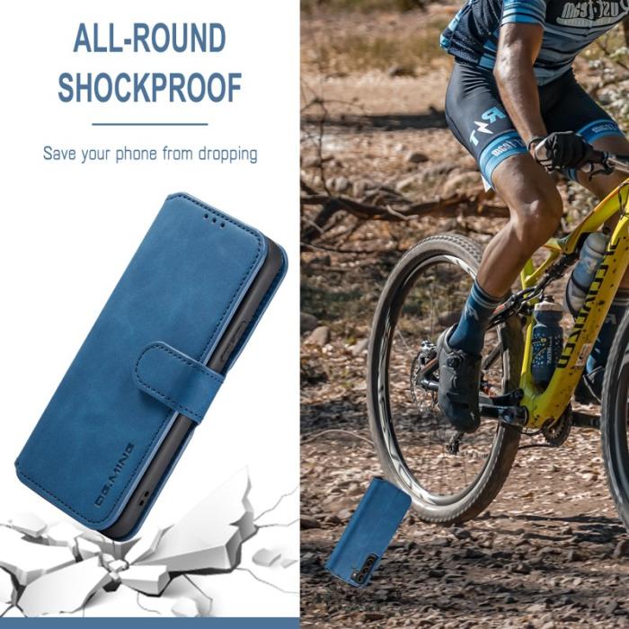 DG.MING - DG.MING Retro Style Konstläder Plånboksfodral för Samsung Galaxy S22 5G - Blå