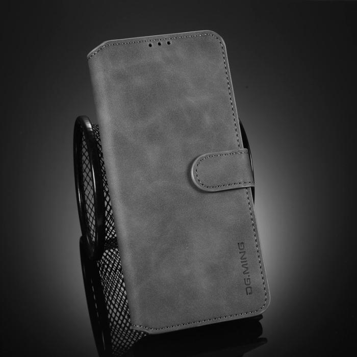 DG.MING - DG.MING Retro Style Läderfodral för Samsung Galaxy S21 Ultra - Grå