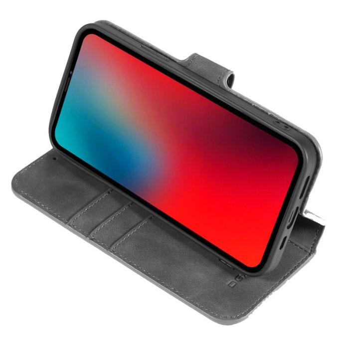 DG.MING - DG.MING Retro Style Läderfodral iPhone 13 mini 5.4 tum - Grå