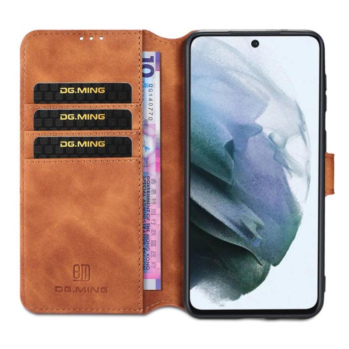 DG.MING - DG.MING Retro Style Läderfodral till Samsung Galaxy S21 FE - Brun