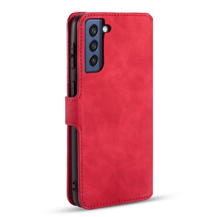 DG.MING - DG.MING Retro Style Läderfodral till Samsung Galaxy S21 FE - Röd