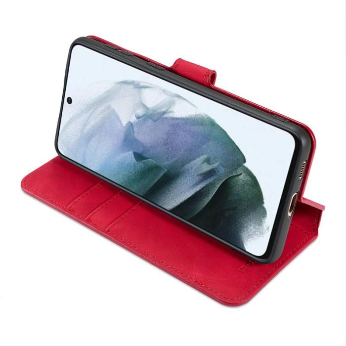 DG.MING - DG.MING Retro Style Läderfodral till Samsung Galaxy S21 FE - Röd