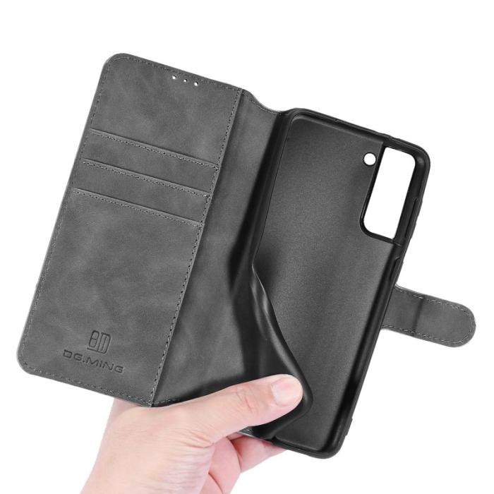 DG.MING - DG.MING Retro Style Läderplånbok Fodral Samsung Galaxy S21 FE Grå