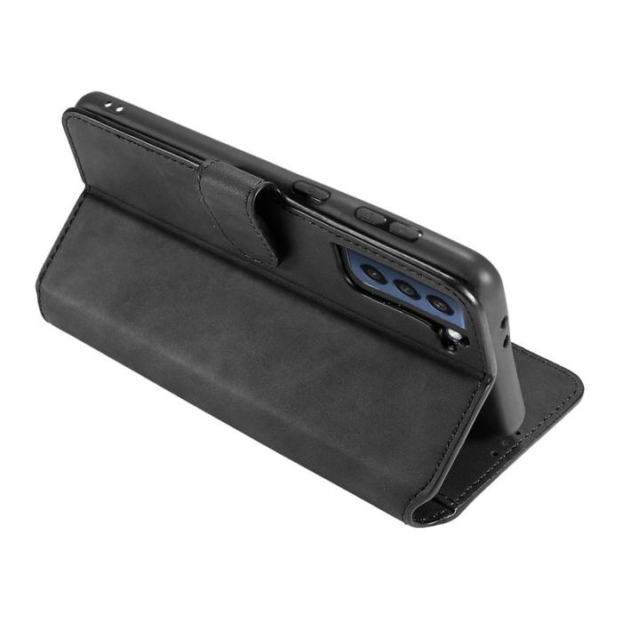 DG.MING - DG.MING Retro Style Läderplånbok Fodral Samsung Galaxy S21 FE - Svart