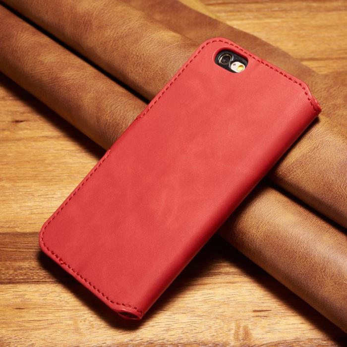 DG.MING - DG.MING Retro Style Läderplånbok Skal för iPhone 6s/6 - Röd