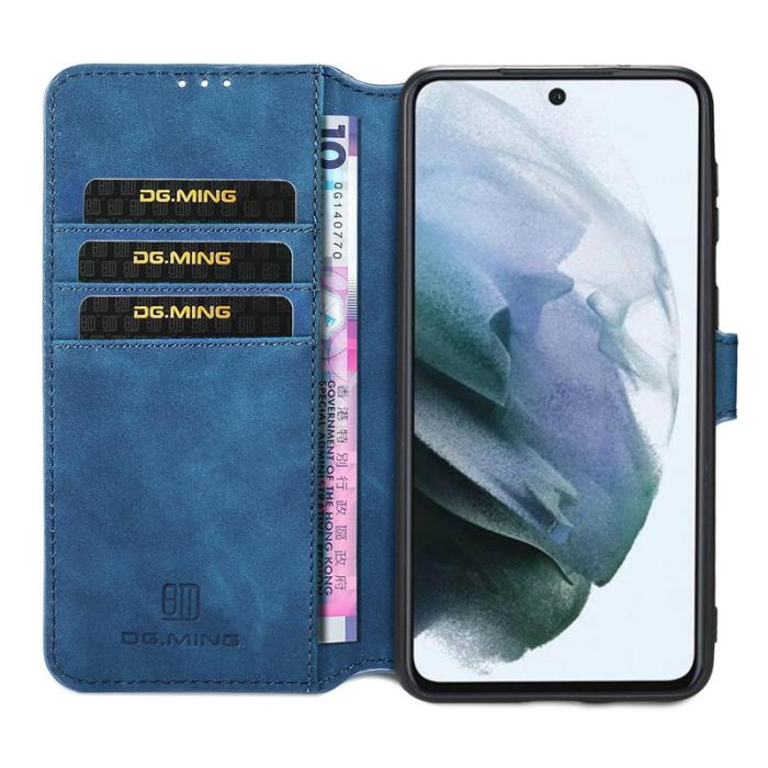 DG.MING - DG.MING Retro Style Läderplånboksfodral Samsung Galaxy S21 FE - Blå