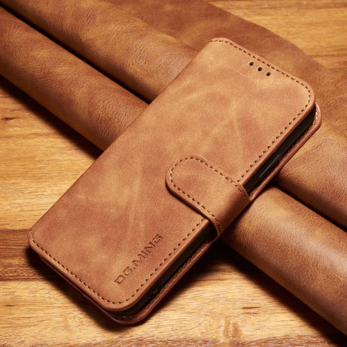 DG.MING - DG.MING Retro Wallet Fodral i Läder för iPhone XS - Brun