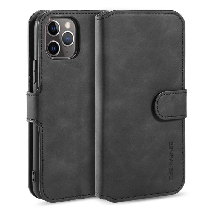 DG.MING - DG.MING Retro Wallet Läder Fodral för iPhone 11 Pro Max - Svart