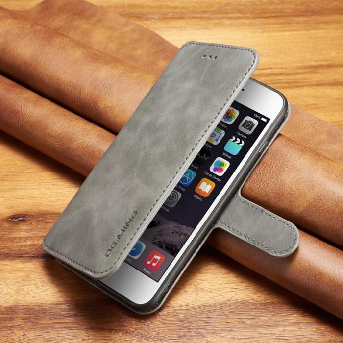 DG.MING - DG.MING Retro Wallet Läder Fodral för iPhone 6s Plus - Grå