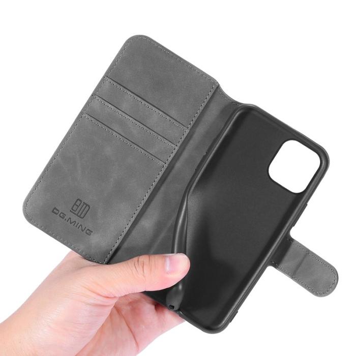 DG.MING - DG.MING Retro Wallet Läder Fodral iPhone 11 Pro Max Grå