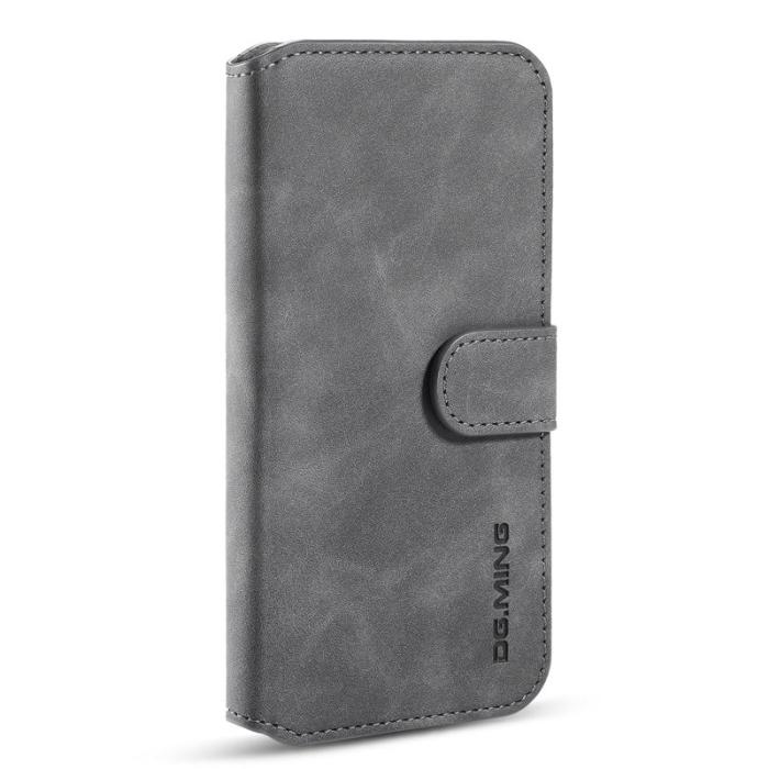 DG.MING - DG.MING Retro Wallet Läder Fodral iPhone 11 Pro Max Grå