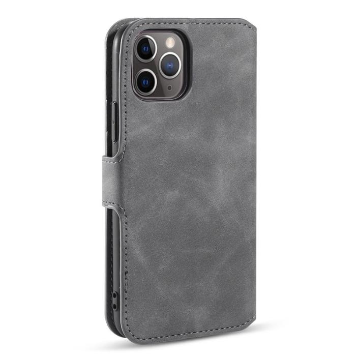 DG.MING - DG.MING Retro Wallet Läder Fodral iPhone 11 Pro Max Grå
