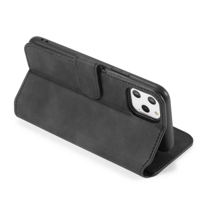 DG.MING - DG.MING Retro Wallet Läder Ställfodral för iPhone 11 Pro - Svart