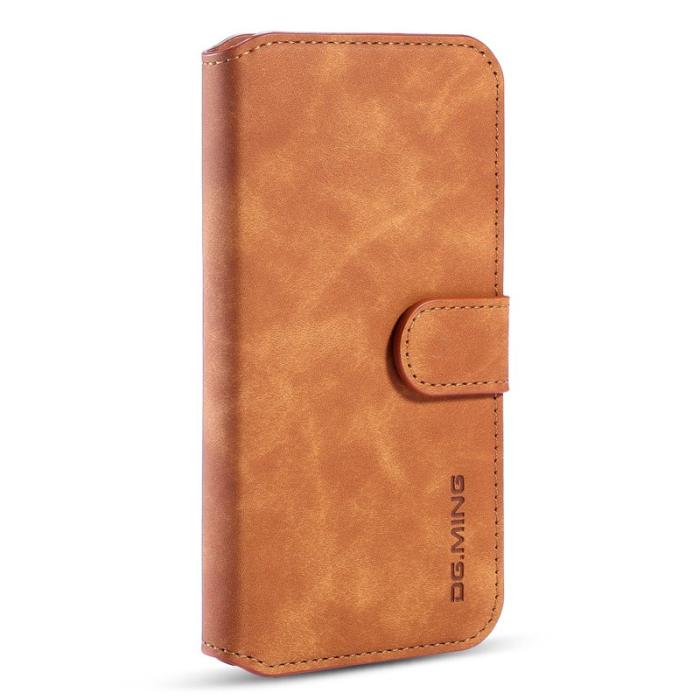 DG.MING - DG.MING Retro Wallet Läder Ställfodral iPhone 11 Pro Max Brun