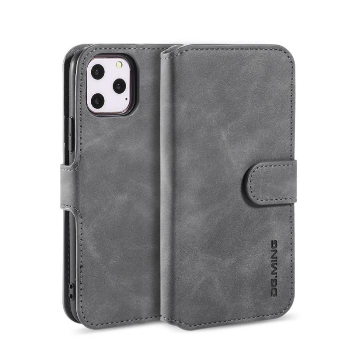 DG.MING - DG.MING Retro Wallet Läderfodral för iPhone 11 Pro - Grå
