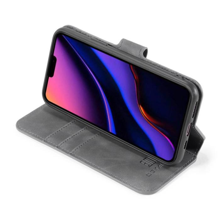 DG.MING - DG.MING Retro Wallet Läderfodral för iPhone 11 Pro - Grå