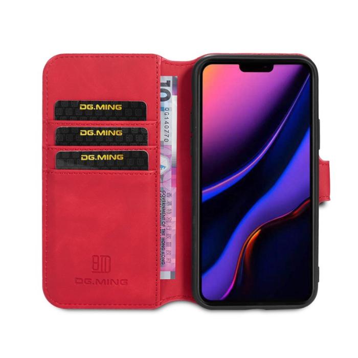 DG.MING - DG.MING Retro Wallet Läderfodral för iPhone 11 Pro - Röd