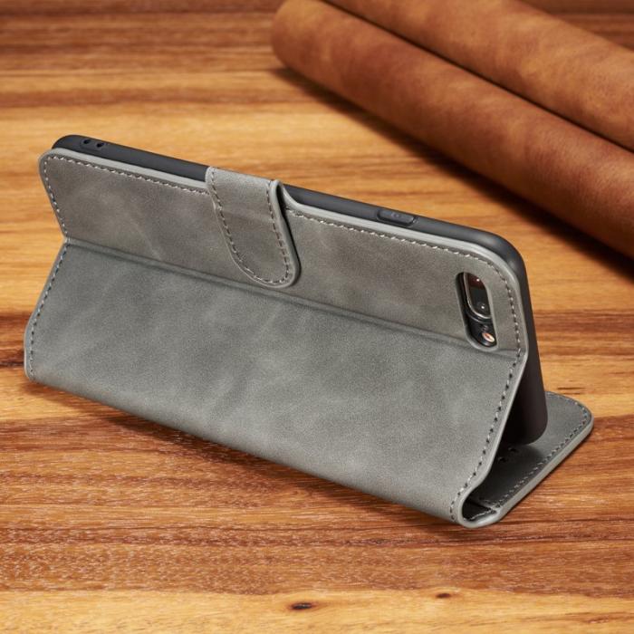DG.MING - DG.MING Retro Wallet Läderfodral för iPhone 8 Plus - Grå