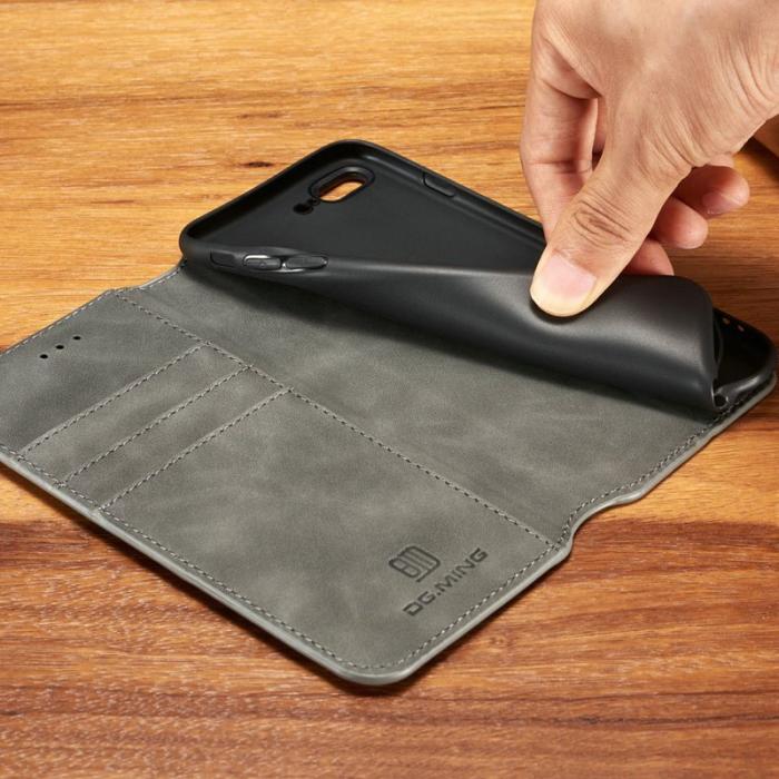 DG.MING - DG.MING Retro Wallet Läderfodral för iPhone 8 Plus - Grå
