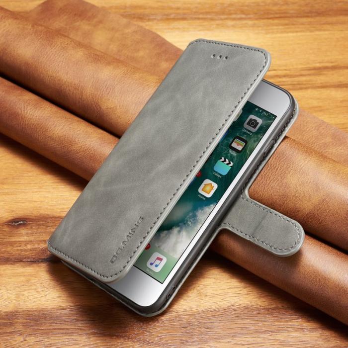 DG.MING - DG.MING Retro Wallet Läderfodral för iPhone 8 Plus - Grå