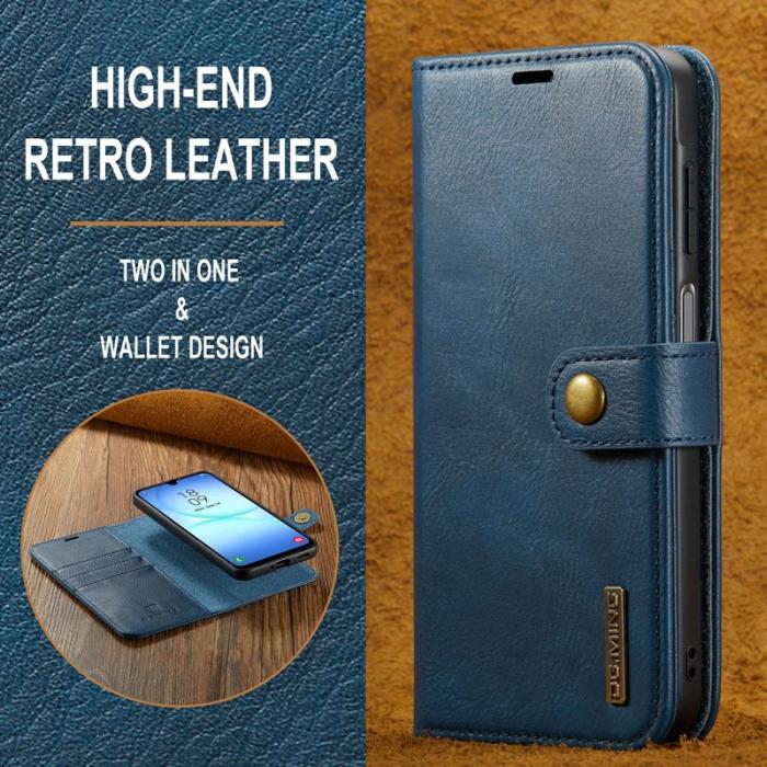 DG.MING - DG.MING Samsung Galaxy A17 5G Fodral Delbart Läder - Blå