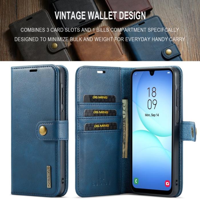 DG.MING - DG.MING Samsung Galaxy A17 5G Fodral Delbart Läder - Blå